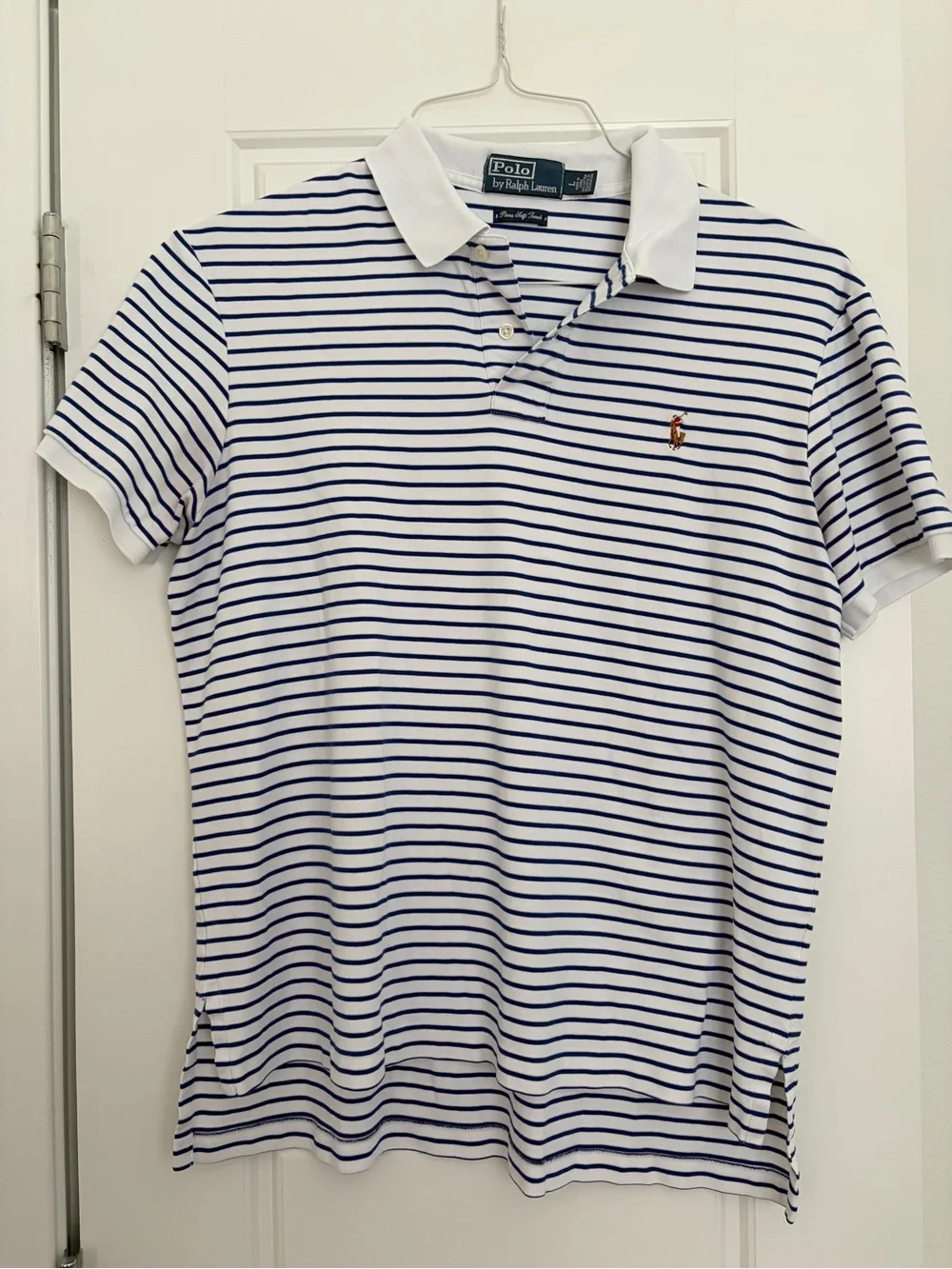 Polo by Ralph Lauren White & Royal Bkue Stripe with Colored Pony